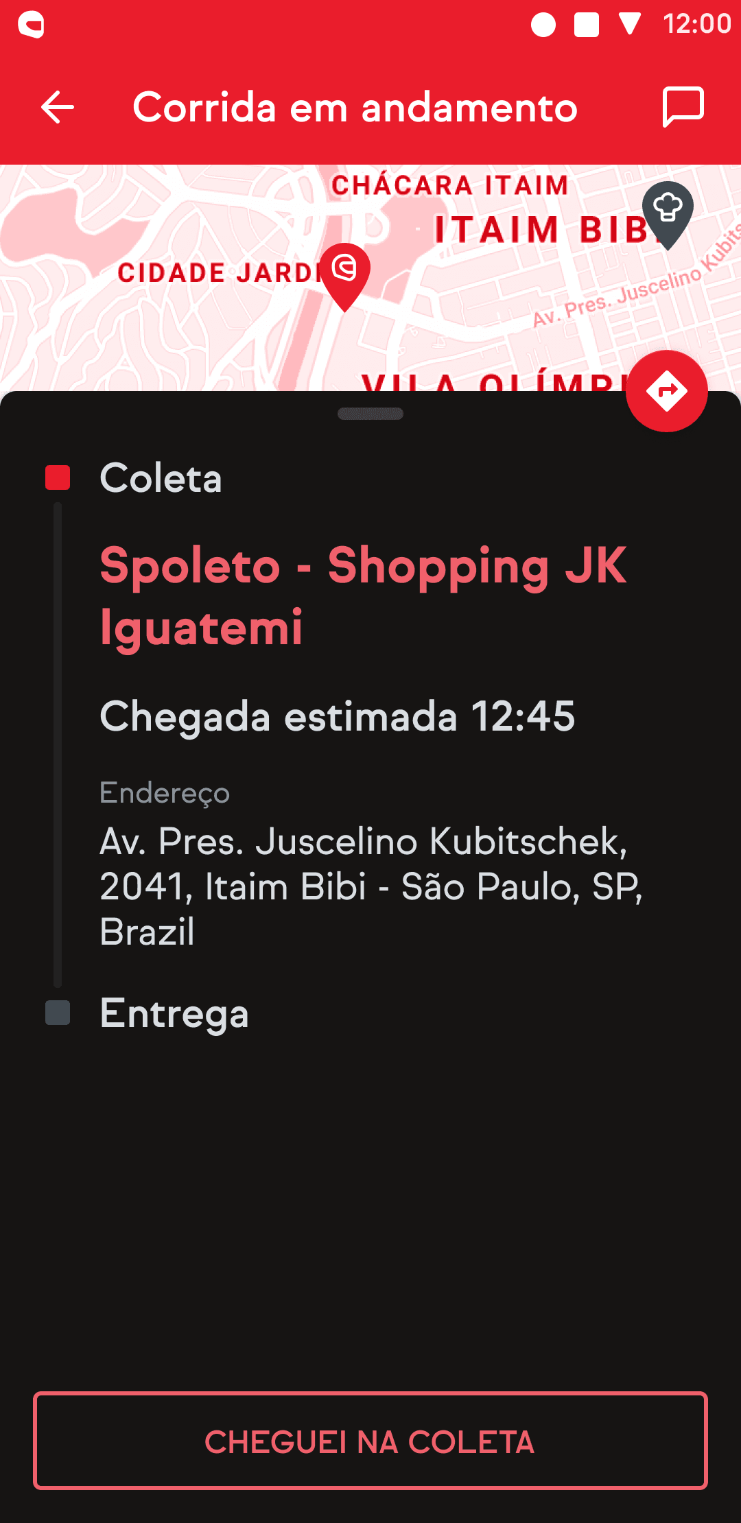 Screenshots of iFood's driver app