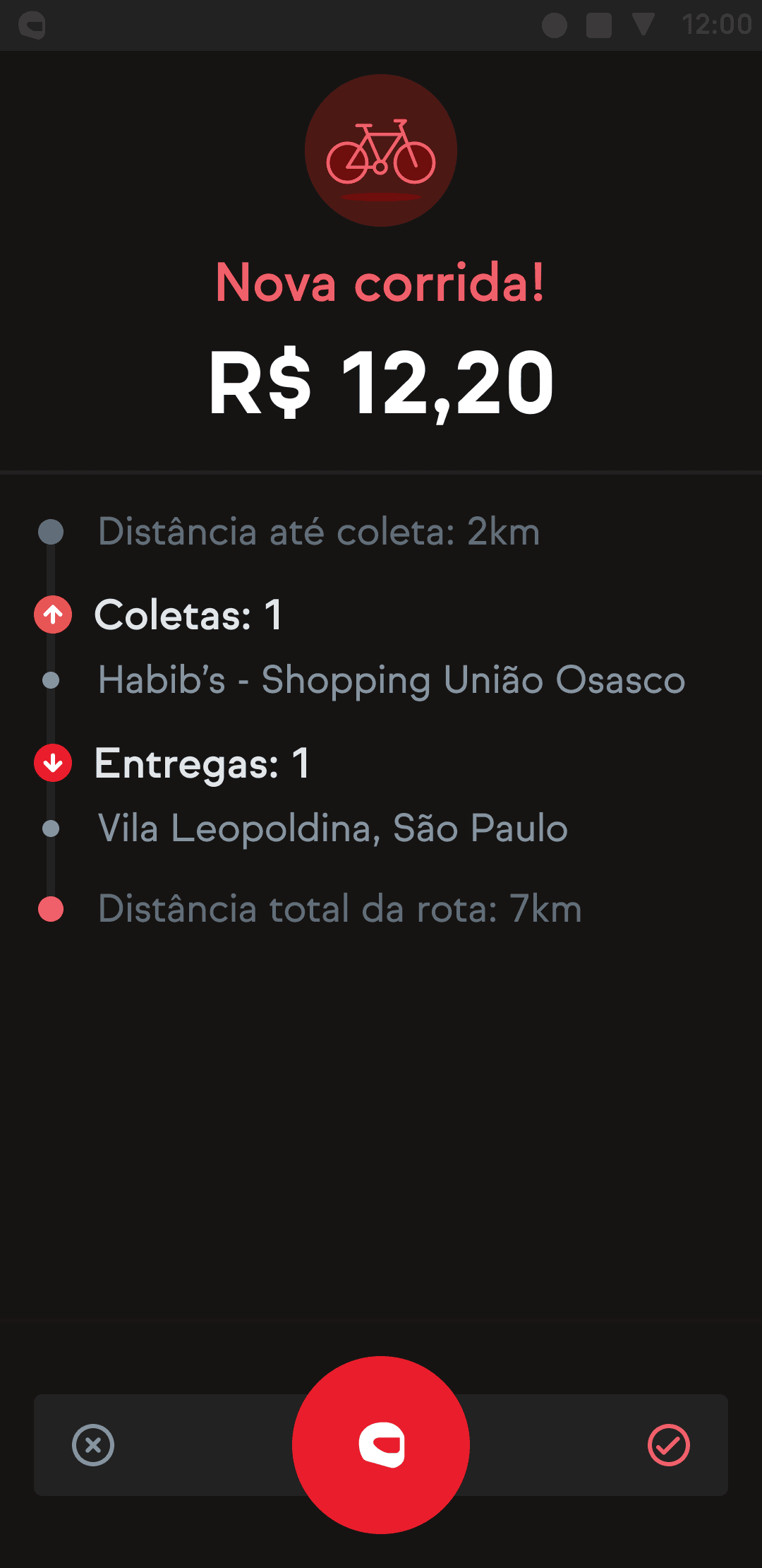 Screenshots of iFood's driver app