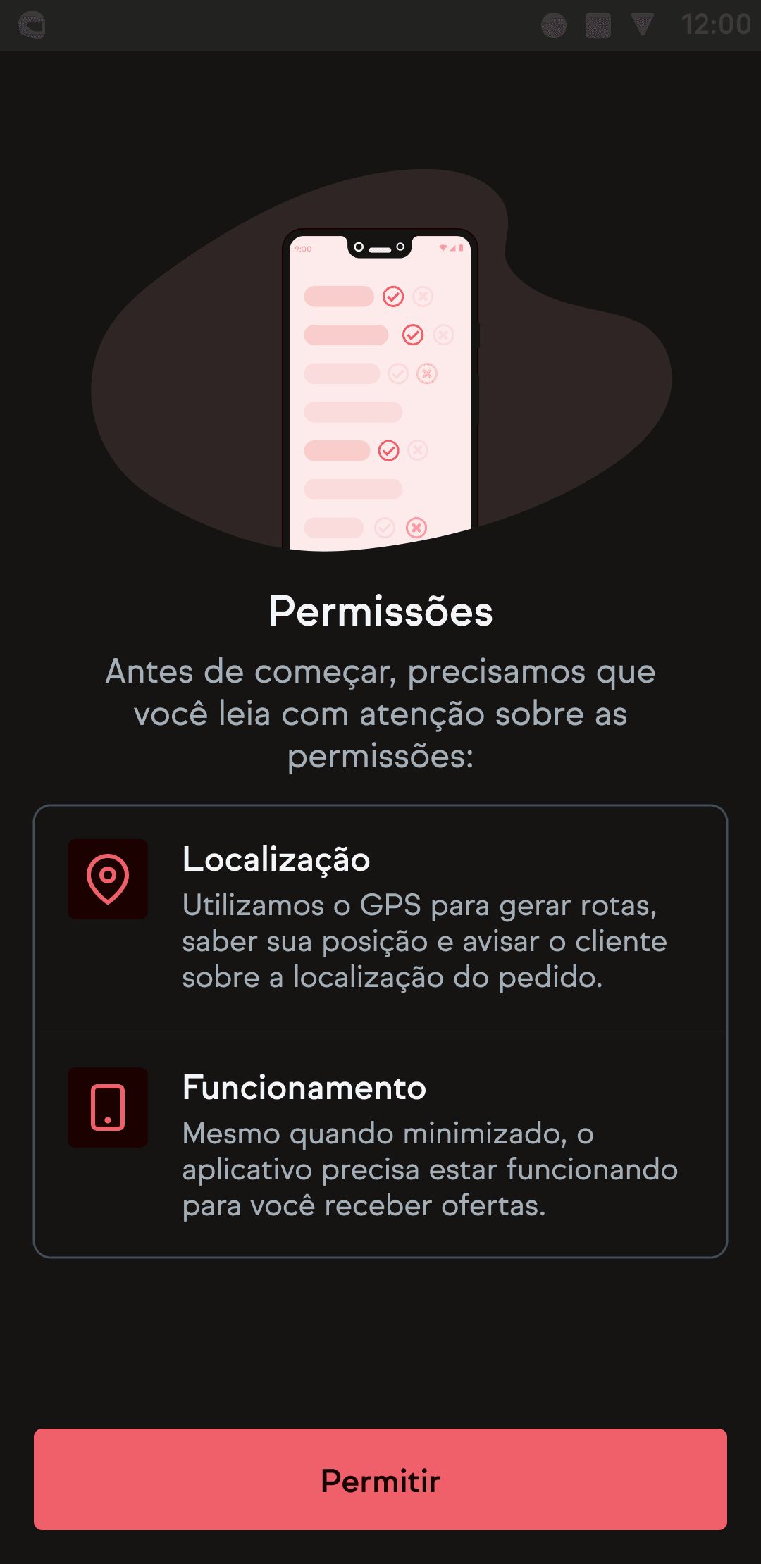 Screenshots of iFood's driver app