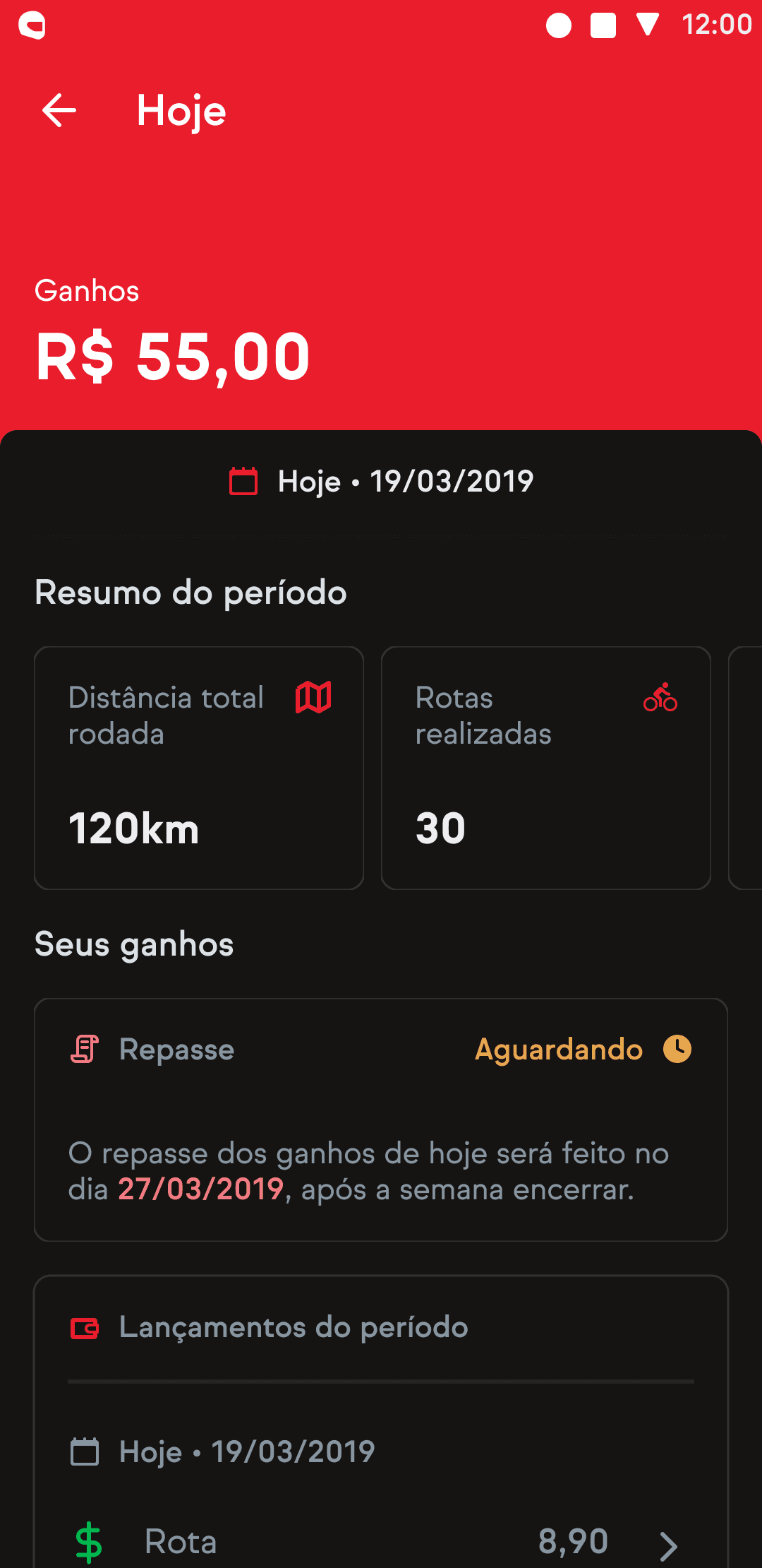 Screenshots of iFood's driver app