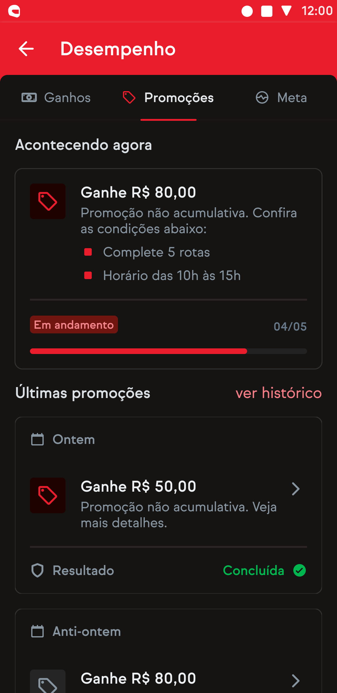 Screenshots of iFood's driver app