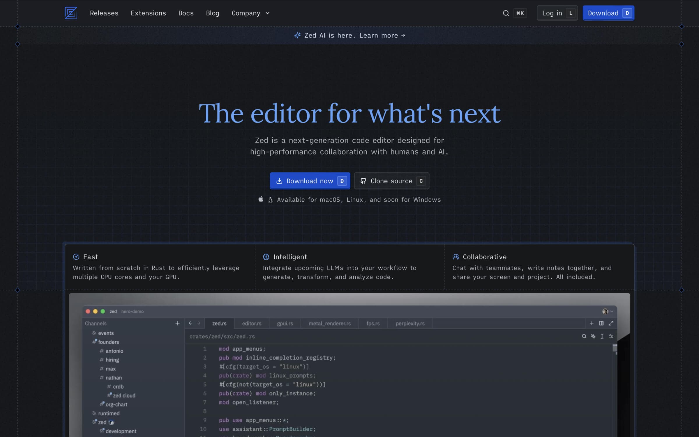 Zed's new website