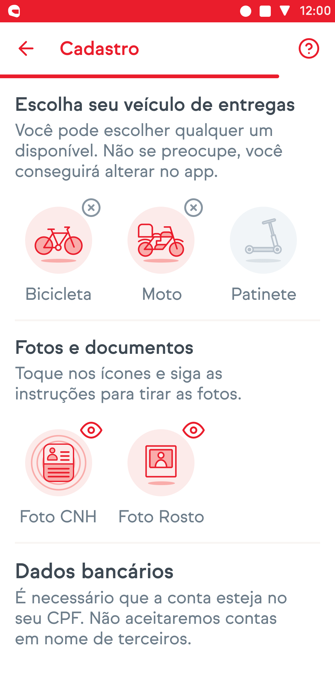 Screen shots of iFood's driver app
